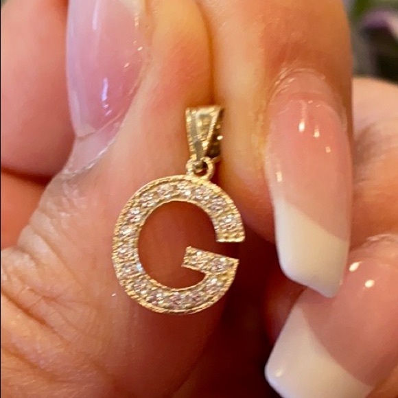 10k Gold Cz Initial Letter G Pendant Charm